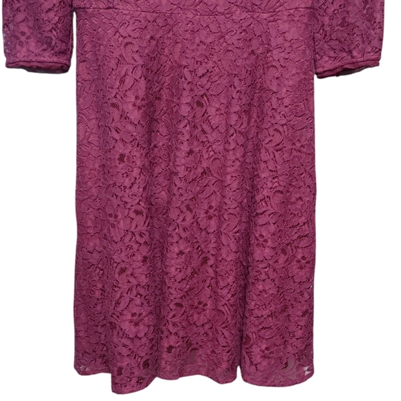 White House Black Market Purple Lace 3/4 Sleeve Mini Dress Women's Size 10 - Picture 4 of 9